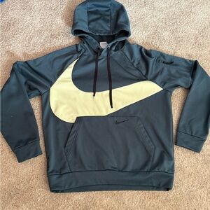 Nike Men's Gray Hoodie with Cream Swoosh